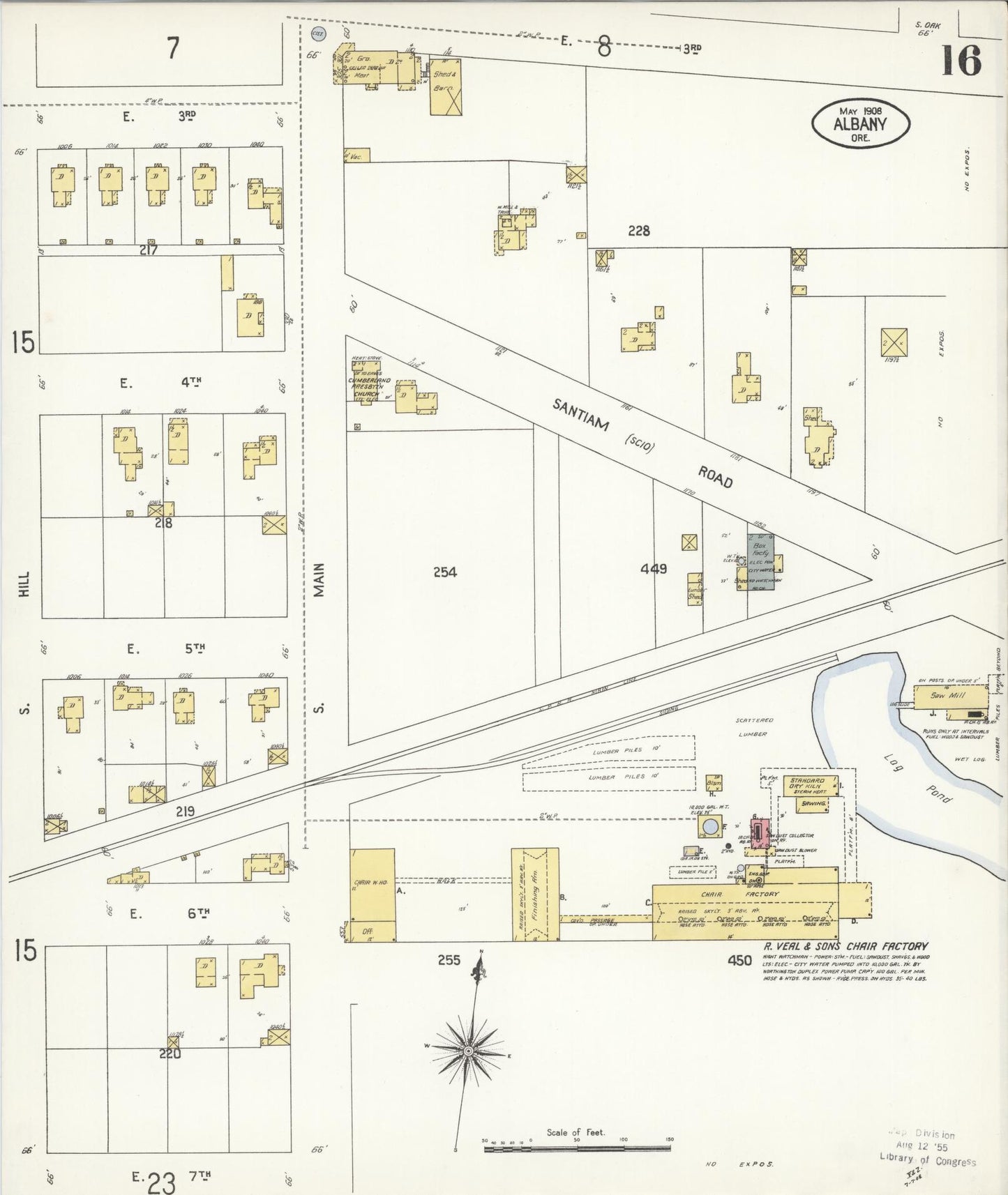Sanborn Fire Insurance Map from Albany, Linn County, Oregon (1908), Sheet #0016 - Historic Sanborn Fire Insurance Map Print, vintage old map wall art, antique decor, genealogy gift, Oregon Oregon map