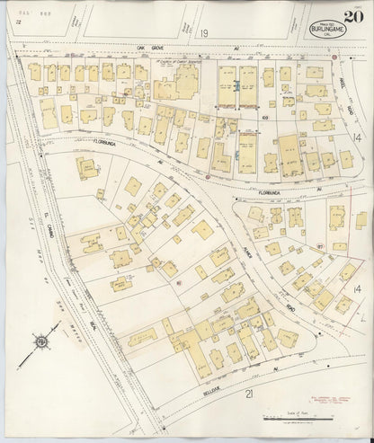 Sanborn Fire Insurance Map from Burlingame, San Mateo County, California (1949), Sheet #0020 - Complete Map Set gallery image, historic Sanborn map, vintage wall art, California California