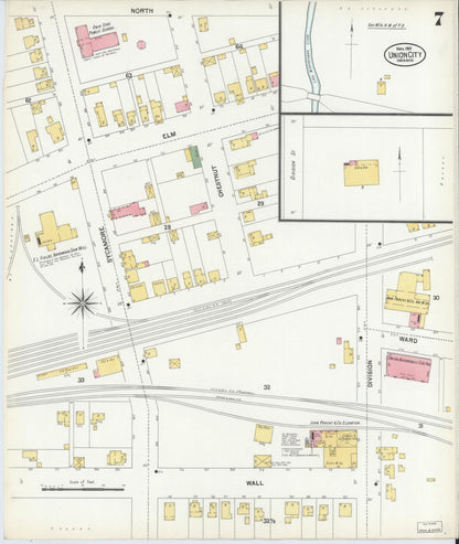 Sanborn Fire Insurance Map from Union City, Randolph County, Indiana (1901), Sheet #0007 - Historic Sanborn Fire Insurance Map Print, vintage old map wall art, antique decor, genealogy gift, Indiana Indiana map