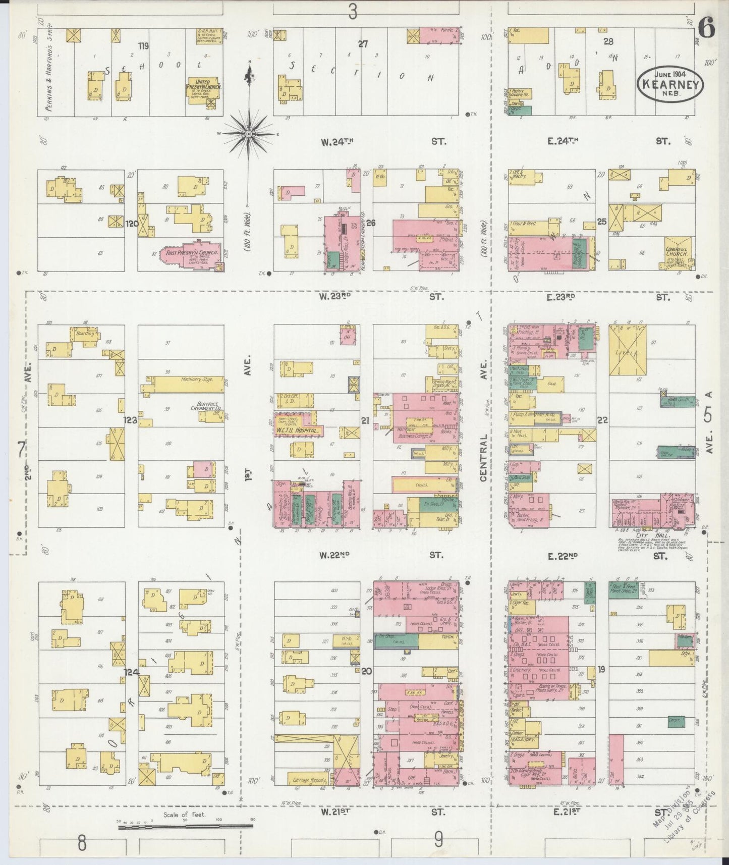 Sanborn Fire Insurance Map from Kearney, Buffalo County, Nebraska (1904), Sheet #0006 - Complete Map Set gallery image, historic Sanborn map, vintage wall art, Nebraska Nebraska