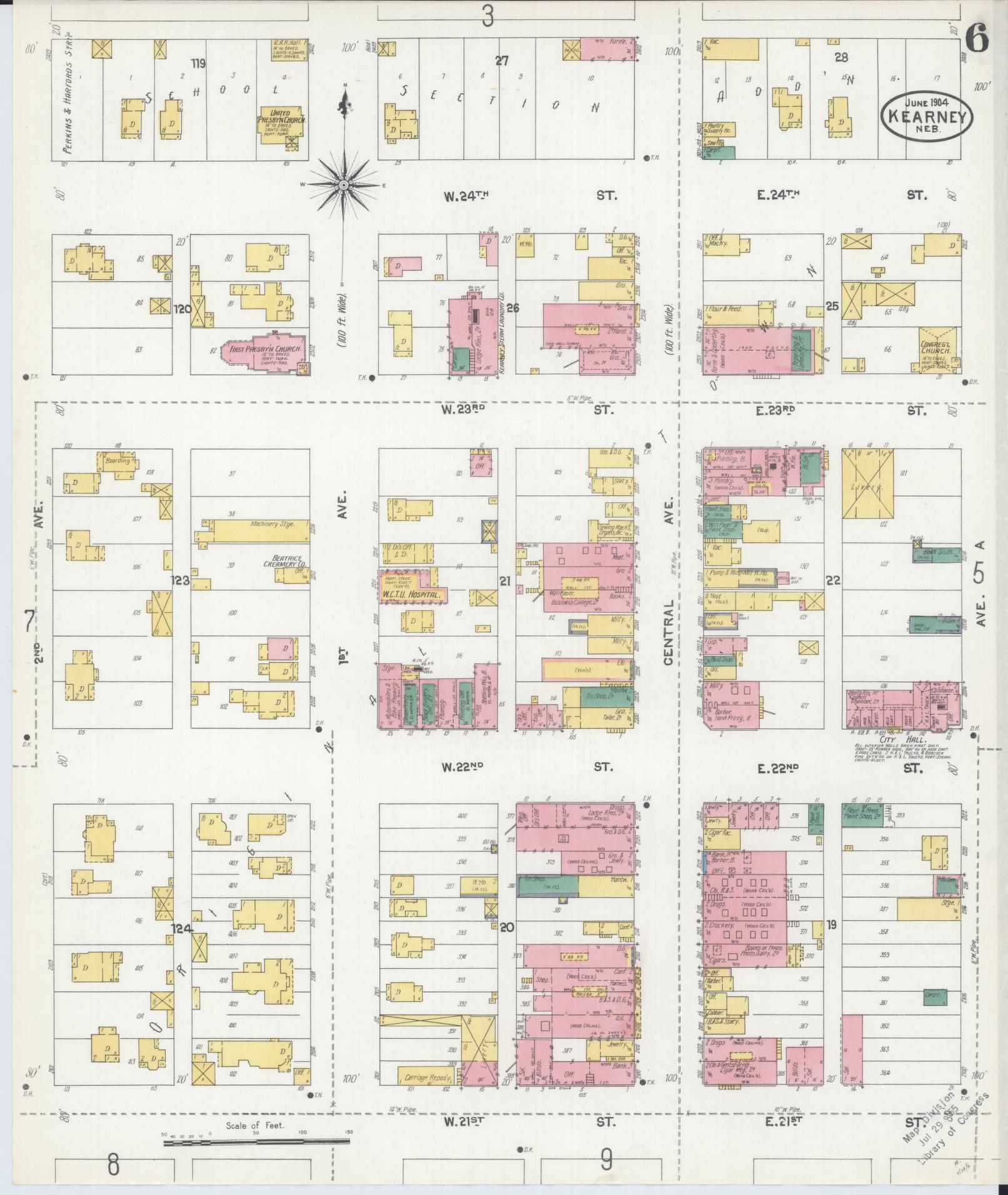 Sanborn Fire Insurance Map from Kearney, Buffalo County, Nebraska (1904), Sheet #0006 - Complete Map Set gallery image, historic Sanborn map, vintage wall art, Nebraska Nebraska