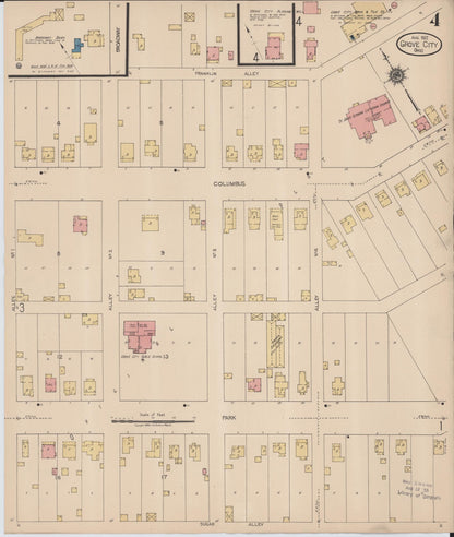 Sanborn Fire Insurance Map from Grove City, Franklin County, Ohio (1922), Sheet #0004 - Historic Sanborn Fire Insurance Map Print, vintage old map wall art, antique decor, genealogy gift, Ohio Ohio map