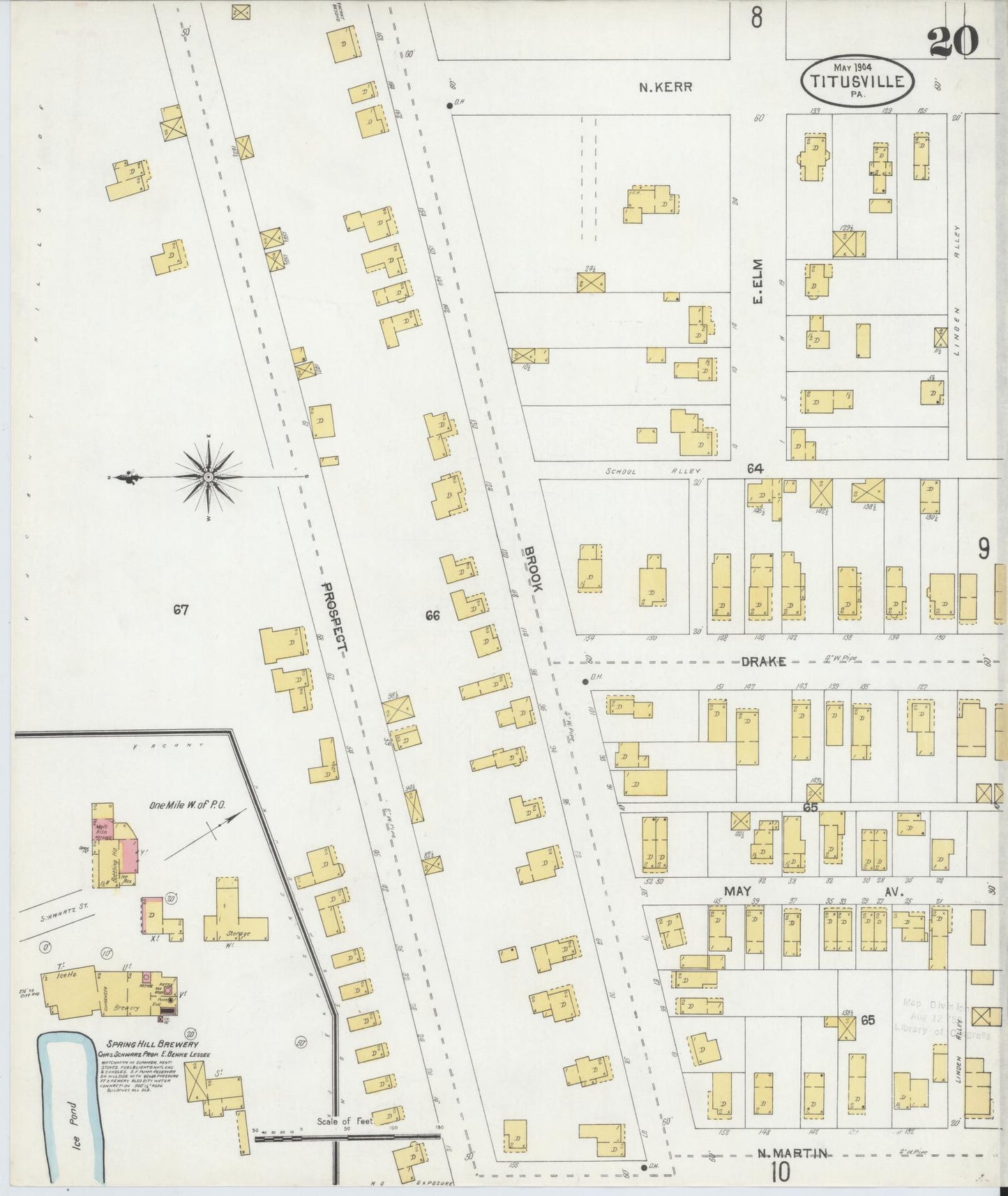 Sanborn Fire Insurance Map from Titusville, Crawford County, Pennsylvania (1904), Sheet #0020 - Complete Map Set gallery image, historic Sanborn map, vintage wall art, Pennsylvania Pennsylvania