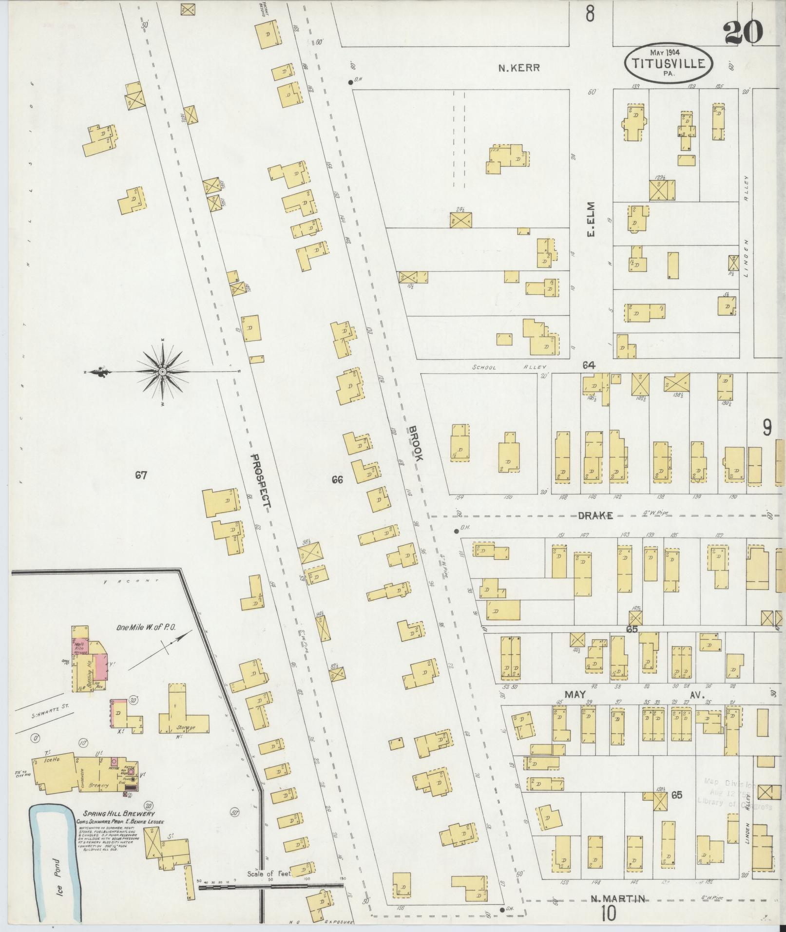 Sanborn Fire Insurance Map from Titusville, Crawford County, Pennsylvania (1904), Sheet #0020 - Complete Map Set gallery image, historic Sanborn map, vintage wall art, Pennsylvania Pennsylvania