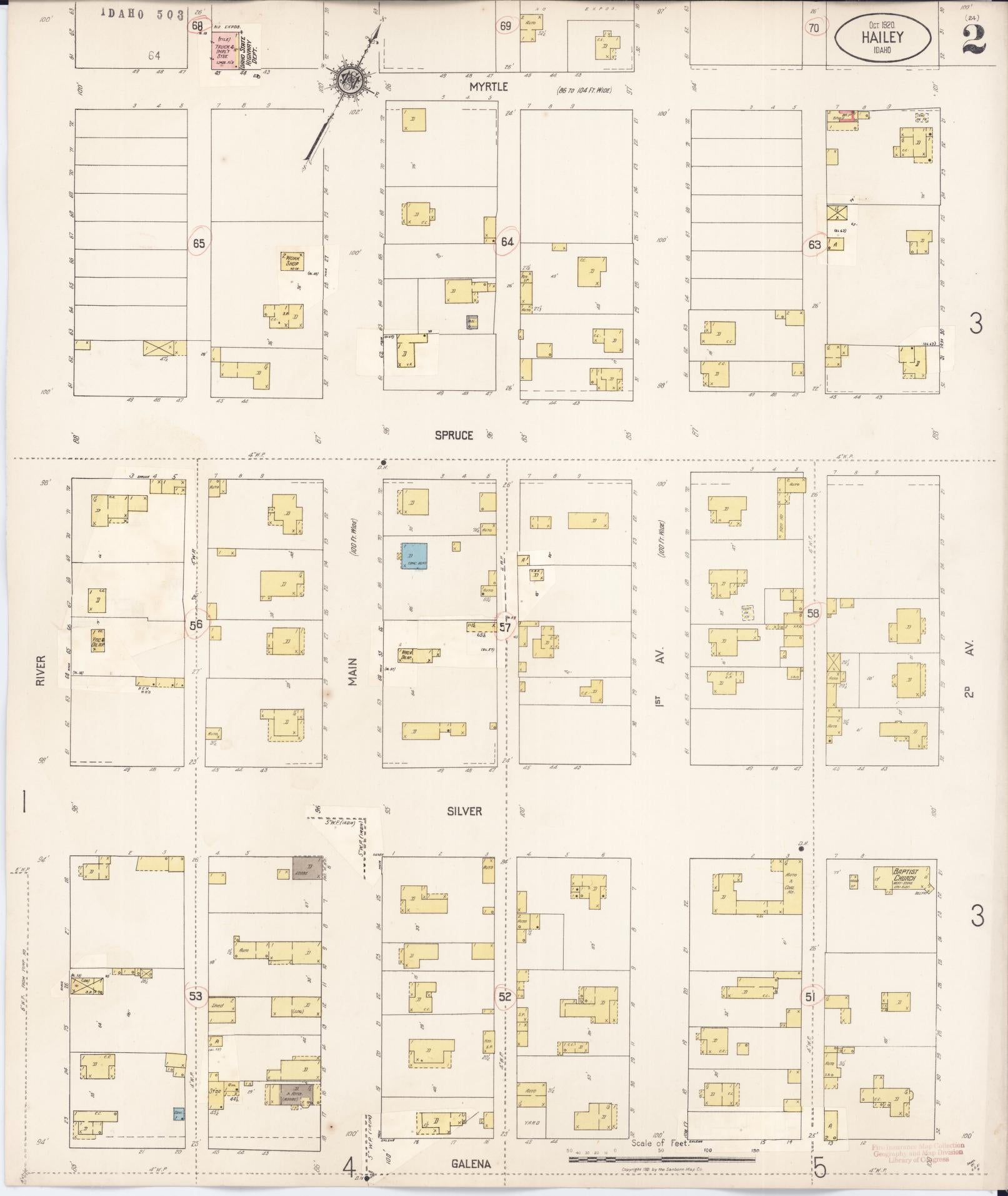 Sanborn Fire Insurance Map from Hailey, Blaine County, Idaho (1931), Sheet #0002 - Complete Map Set gallery image, historic Sanborn map, vintage wall art, Idaho Idaho