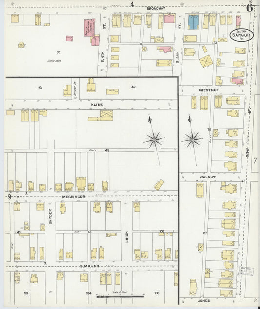 Sanborn Fire Insurance Map from Bangor, Northampton County, Pennsylvania (1904), Sheet #0006 - Historic Sanborn Fire Insurance Map Print, vintage old map wall art, antique decor, genealogy gift, Pennsylvania Pennsylvania map