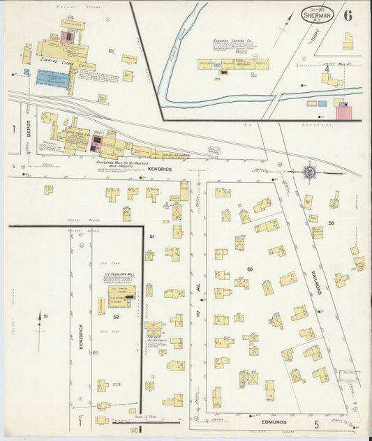 Sanborn Fire Insurance Map from Sherman, Chautauqua County, New York (1912), Sheet #0006 - Historic Sanborn Fire Insurance Map Print, vintage old map wall art, antique decor, genealogy gift, New York New York map