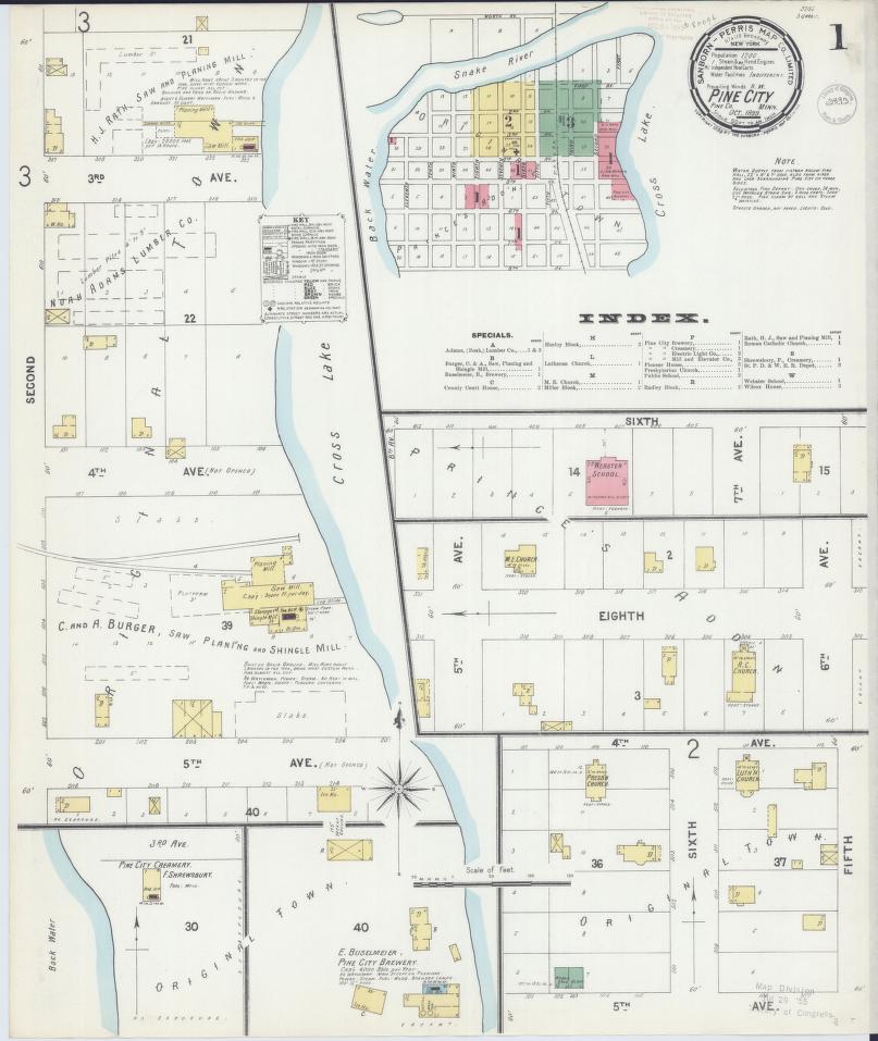 Sanborn Fire Insurance Map from Pine City, Pine County, Minnesota. (1899) – Map View