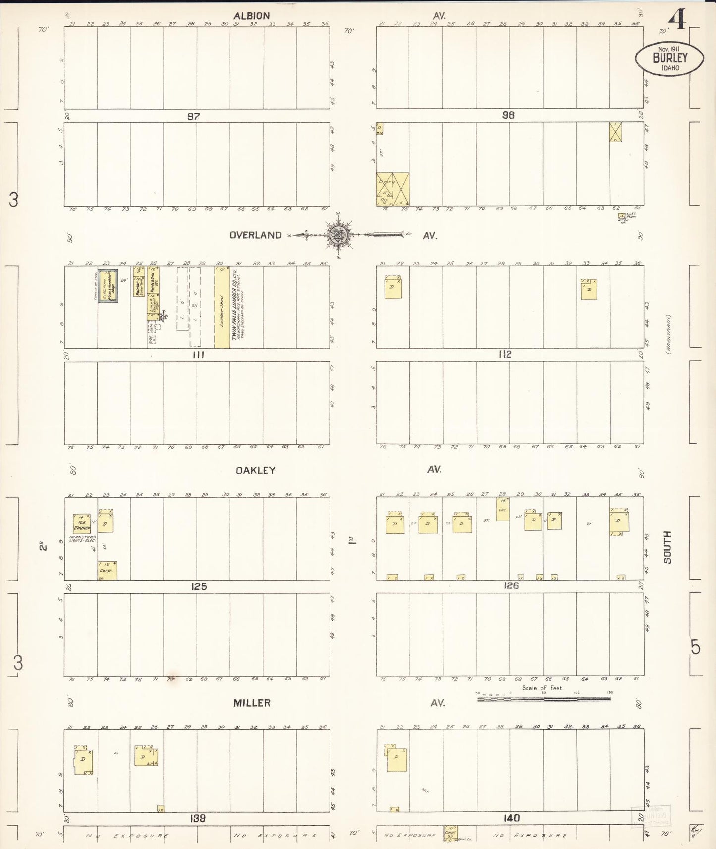 Sanborn Fire Insurance Map from Burley, Cassia County, Idaho (1911), Sheet #0004 - Complete Map Set gallery image, historic Sanborn map, vintage wall art, Idaho Idaho