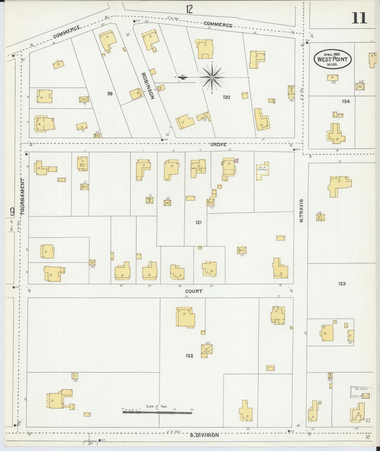 Sanborn Fire Insurance Map from West Point, Clay County, Mississippi (1905), Sheet #0011 - Historic Sanborn Fire Insurance Map Print, vintage old map wall art, antique decor, genealogy gift, Mississippi Mississippi map