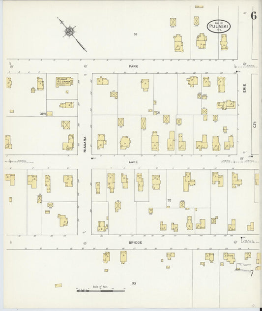 Sanborn Fire Insurance Map from Pulaski, Oswego County, New York (1911), Sheet #0006 - Historic Sanborn Fire Insurance Map Print, vintage old map wall art, antique decor, genealogy gift, New York New York map