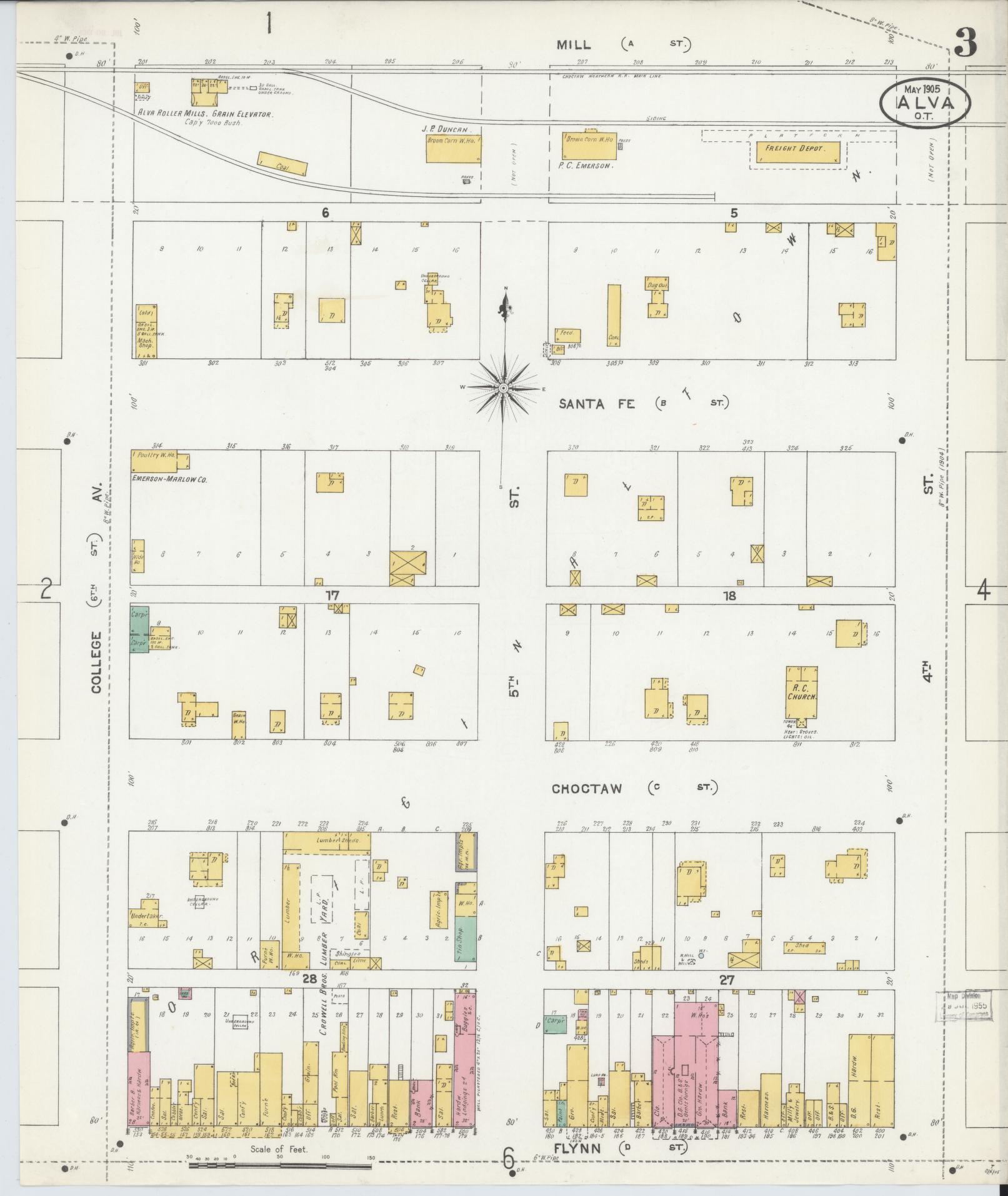 Sanborn Fire Insurance Map from Alva, Woods County, Oklahoma (1905), Sheet #0003 - Complete Map Set gallery image, historic Sanborn map, vintage wall art, Oklahoma Oklahoma