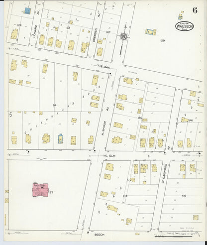 Sanborn Fire Insurance Map from Wauseon, Fulton County, Ohio (1916), Sheet #0006 - Historic Sanborn Fire Insurance Map Print, vintage old map wall art, antique decor, genealogy gift, Ohio Ohio map