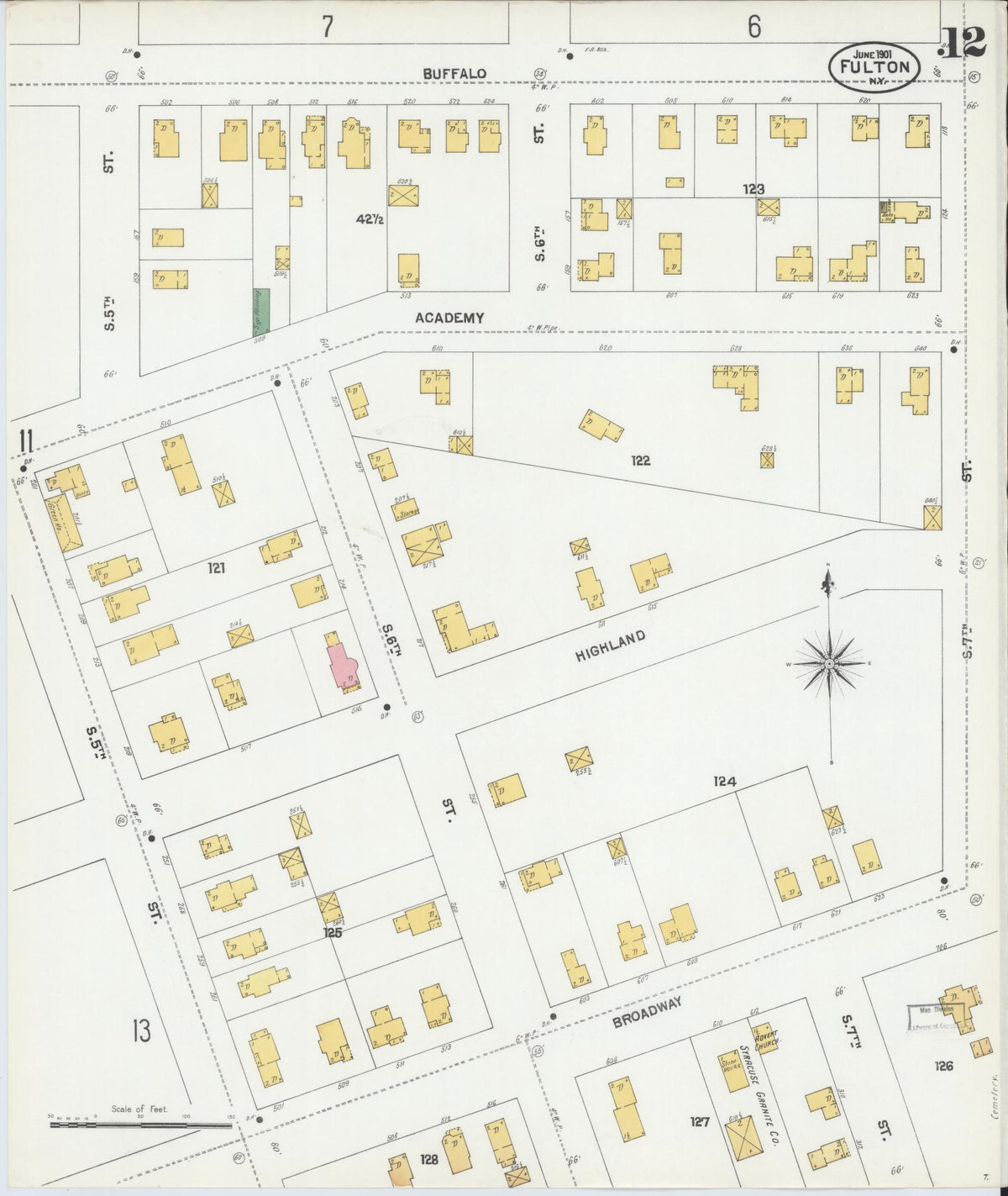 Sanborn Fire Insurance Map from Fulton, Oswego County, New York (1901), Sheet #0012 - Complete Map Set gallery image, historic Sanborn map, vintage wall art, New York New York