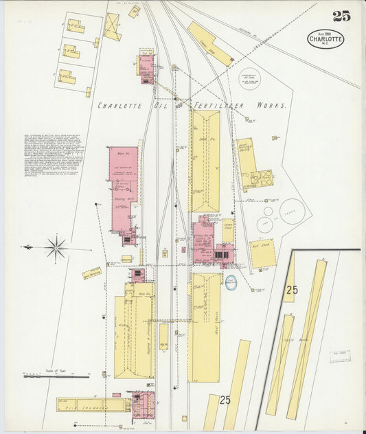 Sanborn Fire Insurance Map from Charlotte, Mecklenburg County, North Carolina (1900), Sheet #0025 - Historic Sanborn Fire Insurance Map Print, vintage old map wall art, antique decor, genealogy gift, North Carolina North Carolina map