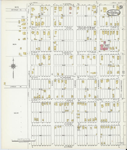 Sanborn Fire Insurance Map from Fitzgerald, Ben Hill County, Georgia (1921), Sheet #0009 - Complete Map Set gallery image, historic Sanborn map, vintage wall art, Georgia Georgia