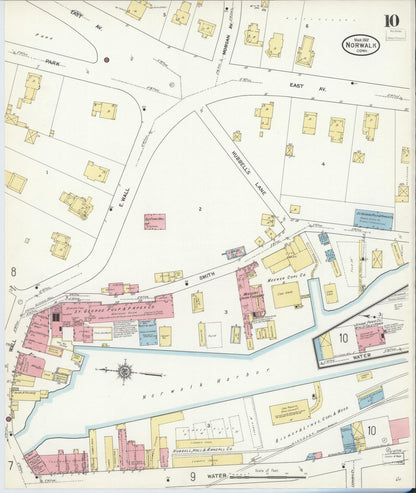 Sanborn Fire Insurance Map from Norwalk, Fairfield County, Connecticut (1912), Sheet #0010 - Complete Map Set gallery image, historic Sanborn map, vintage wall art, Connecticut Connecticut