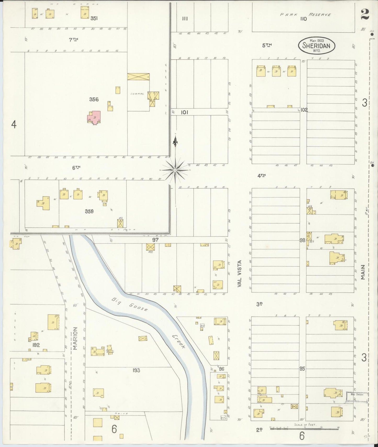 Sanborn Fire Insurance Map from Sheridan, Sheridan County, Wyoming (1903), Sheet #0002 - Complete Map Set gallery image, historic Sanborn map, vintage wall art, Wyoming Wyoming