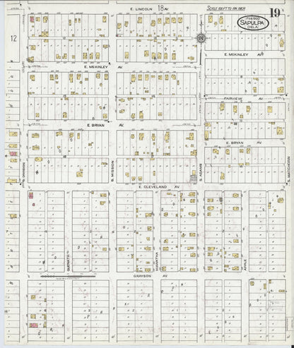 Sanborn Fire Insurance Map from Sapulpa, Creek County, Oklahoma (1920), Sheet #0019 - Complete Map Set gallery image, historic Sanborn map, vintage wall art, Oklahoma Oklahoma