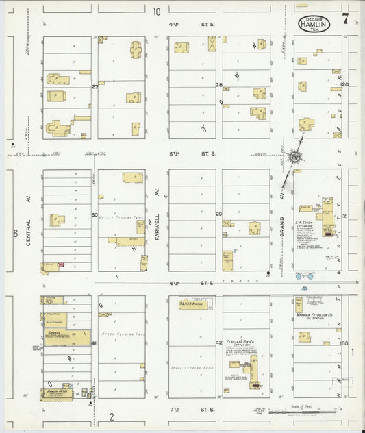 Sanborn Fire Insurance Map from Hamlin, Jones County, Texas (1919), Sheet #0007 - Historic Sanborn Fire Insurance Map Print, vintage old map wall art, antique decor, genealogy gift, Texas Texas map
