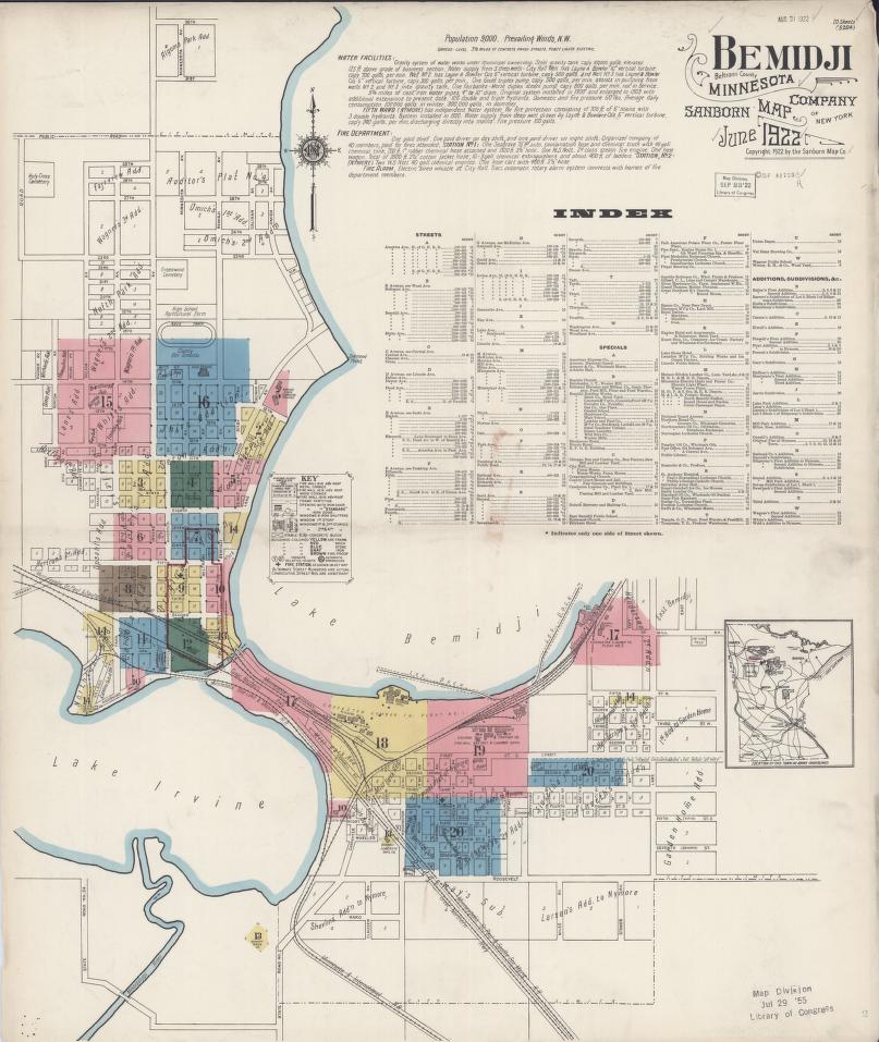 Sanborn Fire Insurance Map from Bemidji, Beltrami County, Minnesota. (1922) – Map View