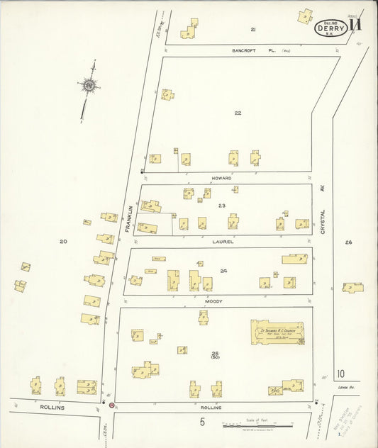 Sanborn Fire Insurance Map from Derry, Rockingham County, New Hampshire (1921), Sheet #0011 - Historic Sanborn Fire Insurance Map Print, vintage old map wall art, antique decor, genealogy gift, New Hampshire New Hampshire map
