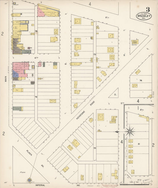 Sanborn Fire Insurance Map from Brawley, Imperial County, California (1910), Sheet #0003 - Historic Sanborn Fire Insurance Map Print, vintage old map wall art, antique decor, genealogy gift, California California map