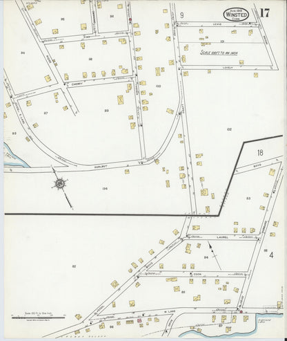 Sanborn Fire Insurance Map from Winsted, Litchfield County, Connecticut (1919), Sheet #0017 - Complete Map Set gallery image, historic Sanborn map, vintage wall art, Connecticut Connecticut