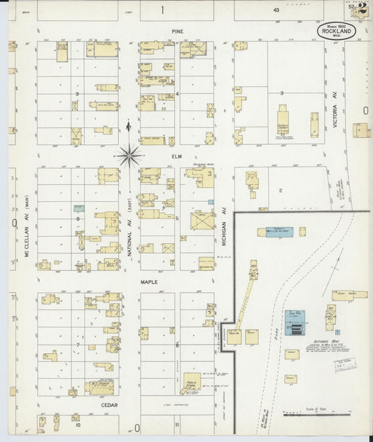 Sanborn Fire Insurance Map from Rockland, Ontonagon County, Michigan (1902), Sheet #0002 - Historic Sanborn Fire Insurance Map Print, vintage old map wall art, antique decor, genealogy gift, Michigan Michigan map
