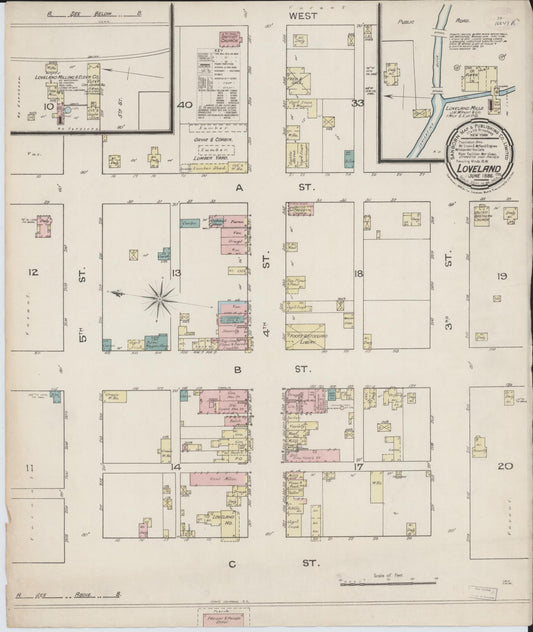 Sanborn Fire Insurance Map from Loveland, Larimer County, Colorado (1886), Sheet #0001 - Historic Sanborn Fire Insurance Map Print, vintage old map wall art, antique decor, genealogy gift, Colorado Colorado map