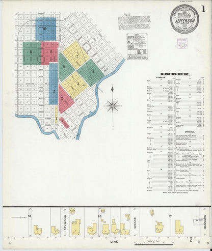 Sanborn Fire Insurance Map from Jefferson, Marion County, Texas (1906), Sheet #0001 - Historic Sanborn Fire Insurance Map Print, vintage old map wall art, antique decor, genealogy gift, Texas Texas map