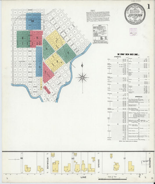 Sanborn Fire Insurance Map from Jefferson, Marion County, Texas (1906), Sheet #0001 - Historic Sanborn Fire Insurance Map Print, vintage old map wall art, antique decor, genealogy gift, Texas Texas map