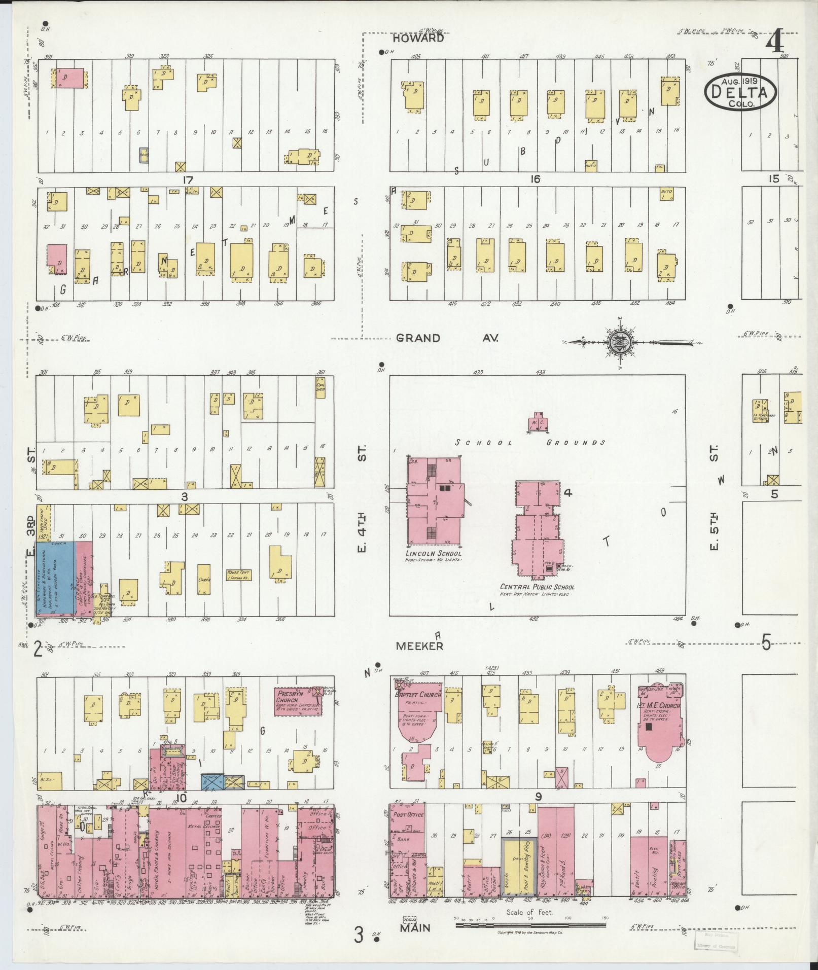 Sanborn Fire Insurance Map from Delta, Delta County, Colorado (1919), Sheet #0004 - Complete Map Set gallery image, historic Sanborn map, vintage wall art, Colorado Colorado