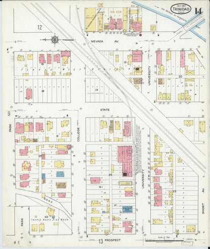 Sanborn Fire Insurance Map from Trinidad, Las Animas County, Colorado (1917), Sheet #0014 - Complete Map Set gallery image, historic Sanborn map, vintage wall art, Colorado Colorado