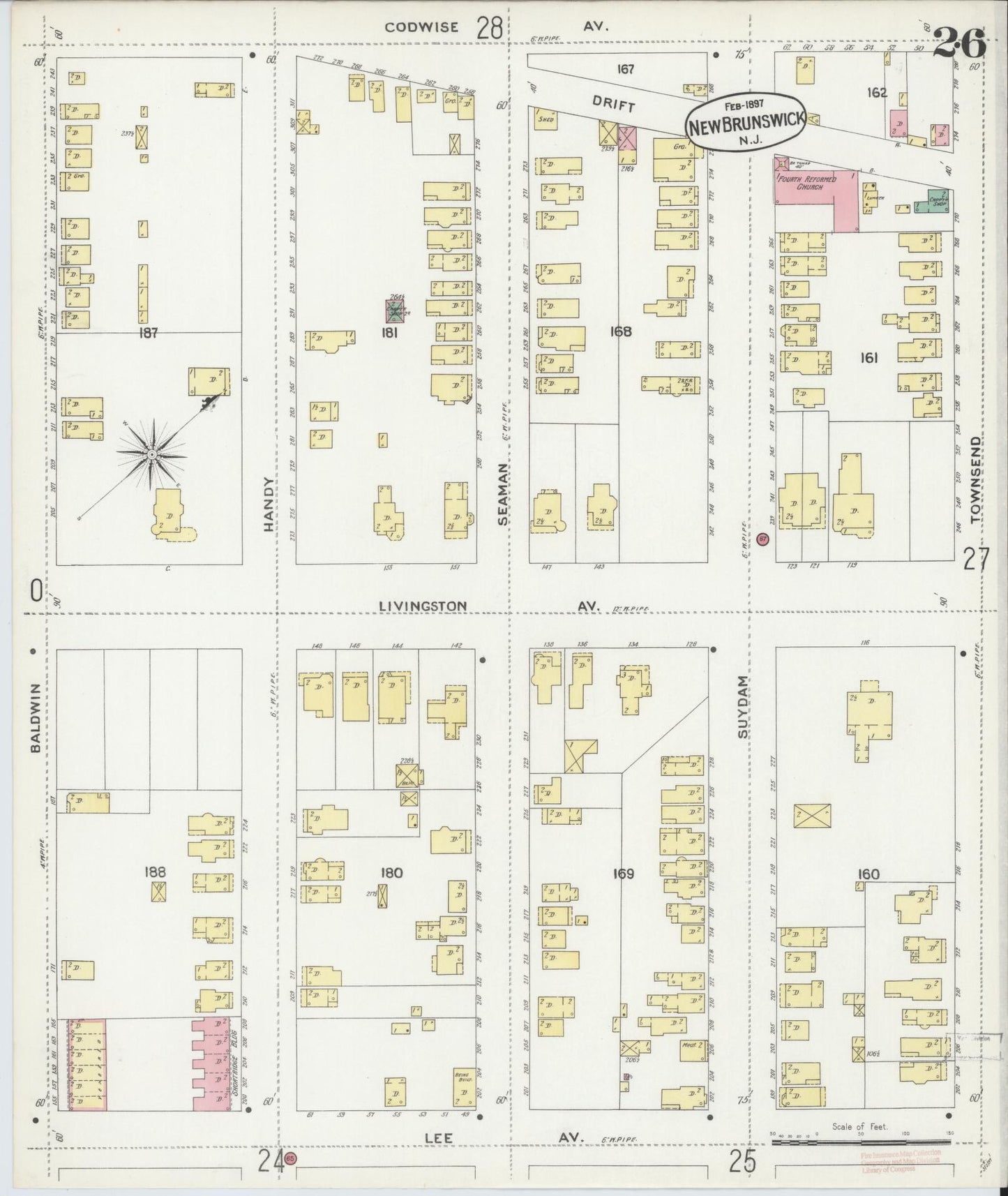 Sanborn Fire Insurance Map from New Brunswick, Middlesex County, New Jersey (1897), Sheet #0026 - Complete Map Set gallery image, historic Sanborn map, vintage wall art, New Jersey New Jersey