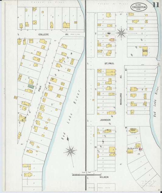 Sanborn Fire Insurance Map from Crookston, Polk County, Minnesota (1900), Sheet #0011 - Historic Sanborn Fire Insurance Map Print, vintage old map wall art, antique decor, genealogy gift, Minnesota Minnesota map