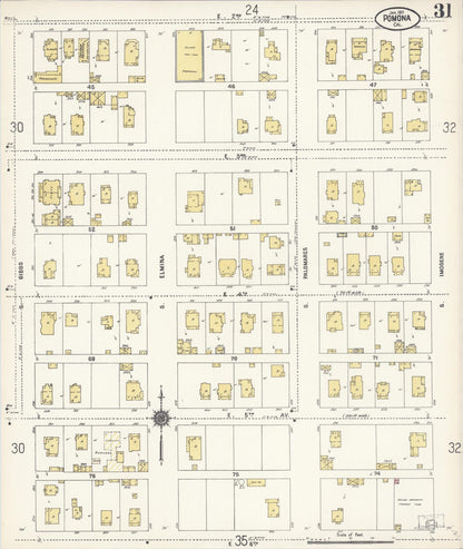 Sanborn Fire Insurance Map from Pomona, Los Angeles County, California (1911), Sheet #0031 - Complete Map Set gallery image, historic Sanborn map, vintage wall art, California California