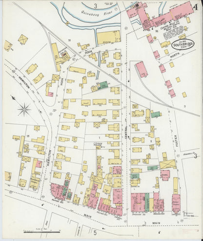 Sanborn Fire Insurance Map from Southbridge, Worcester County, Massachusetts (1899), Sheet #0004 - Complete Map Set gallery image, historic Sanborn map, vintage wall art, Massachusetts Massachusetts