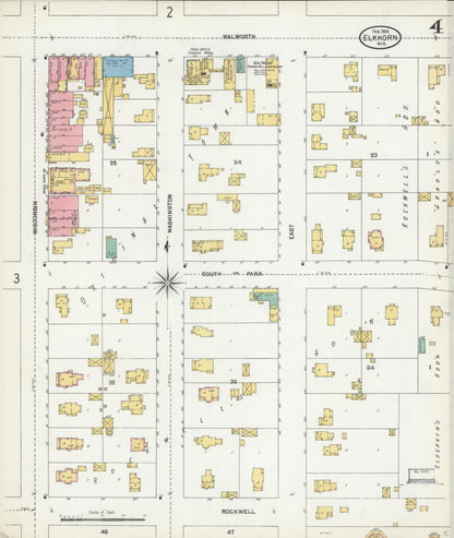 Sanborn Fire Insurance Map from Elkhorn, Walworth County, Wisconsin (1904), Sheet #0004 - Complete Map Set gallery image, historic Sanborn map, vintage wall art, Wisconsin Wisconsin