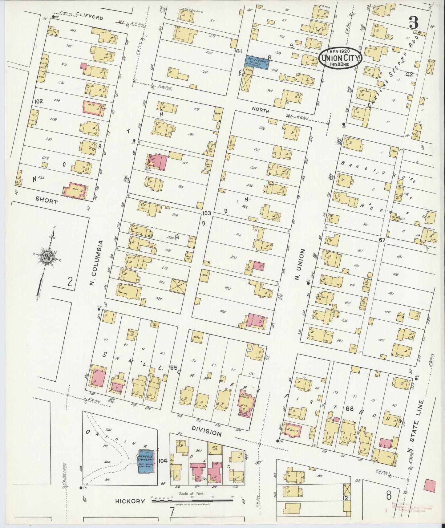 Sanborn Fire Insurance Map from Union City, Randolph County, Indiana (1920), Sheet #0003 - Complete Map Set gallery image, historic Sanborn map, vintage wall art, Indiana Indiana