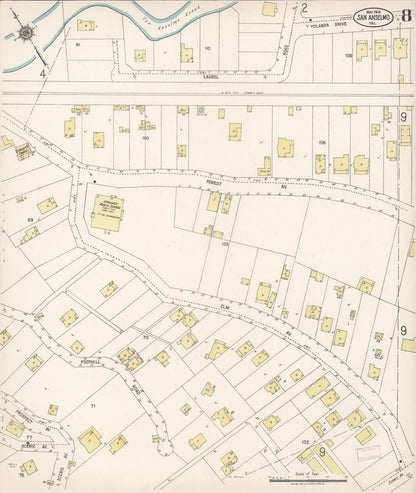 Sanborn Fire Insurance Map from San Anselmo, Marin County, California (1919), Sheet #0008 - Complete Map Set gallery image, historic Sanborn map, vintage wall art, California California