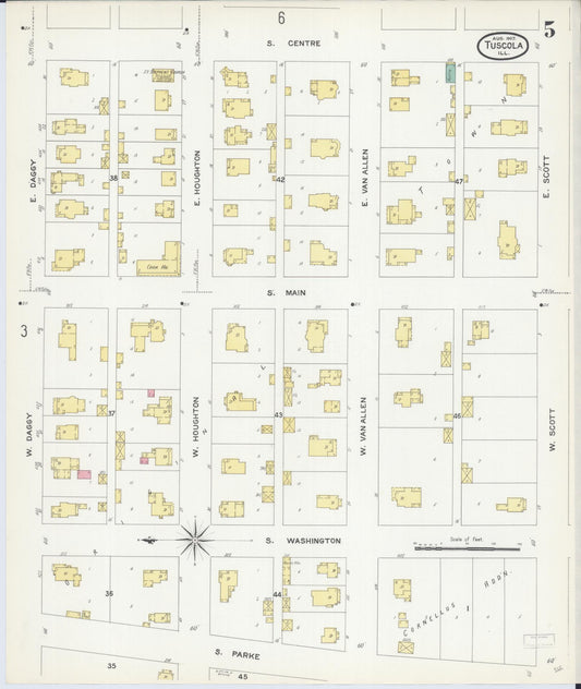Sanborn Fire Insurance Map from Tuscola, Douglas County, Illinois (1907), Sheet #0005 - Historic Sanborn Fire Insurance Map Print, vintage old map wall art, antique decor, genealogy gift, Illinois Illinois map