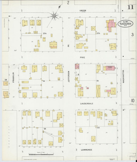 Sanborn Fire Insurance Map from Tuscaloosa, Tuscaloosa County, Alabama (1899), Sheet #0011 - Historic Sanborn Fire Insurance Map Print, vintage old map wall art, antique decor, genealogy gift, Alabama Alabama map
