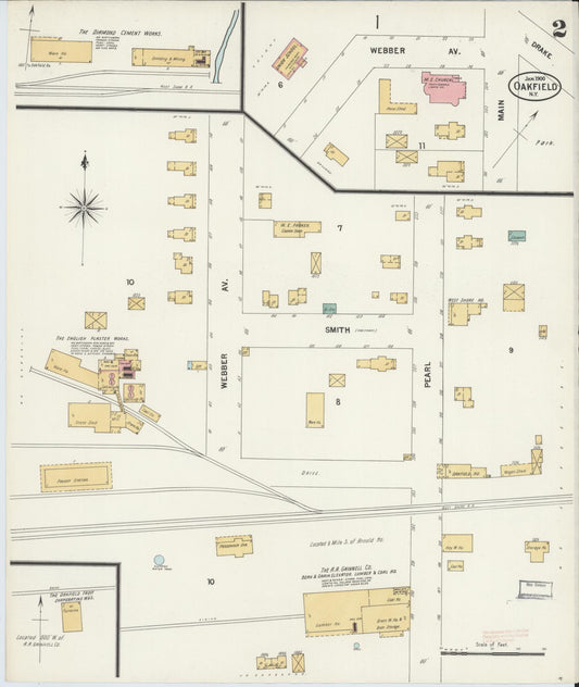 Sanborn Fire Insurance Map from Oakfield, Genesee County, New York (1900), Sheet #0002 - Historic Sanborn Fire Insurance Map Print, vintage old map wall art, antique decor, genealogy gift, New York New York map