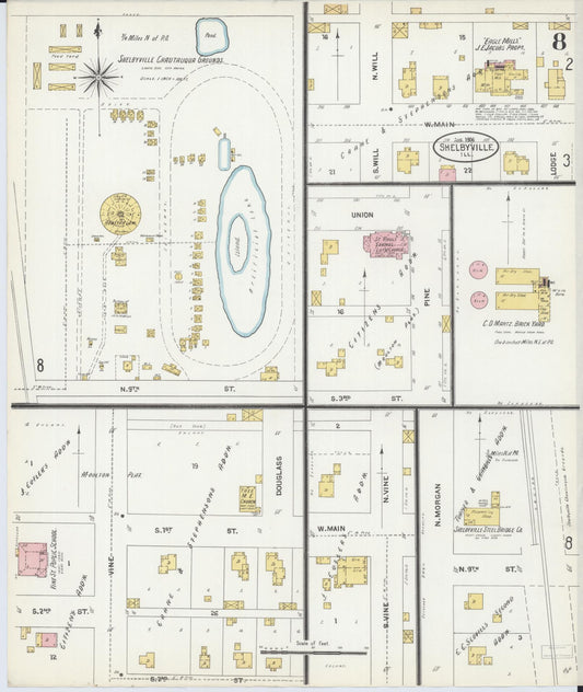 Sanborn Fire Insurance Map from Shelbyville, Shelby County, Illinois (1906), Sheet #0008 - Historic Sanborn Fire Insurance Map Print, vintage old map wall art, antique decor, genealogy gift, Illinois Illinois map