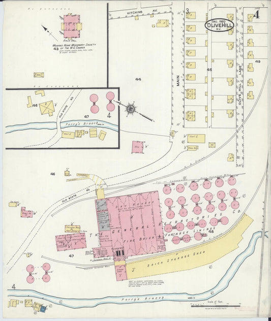 Sanborn Fire Insurance Map from Olive Hill, Carter County, Kentucky (1920), Sheet #0004 - Historic Sanborn Fire Insurance Map Print, vintage old map wall art, antique decor, genealogy gift, Kentucky Kentucky map