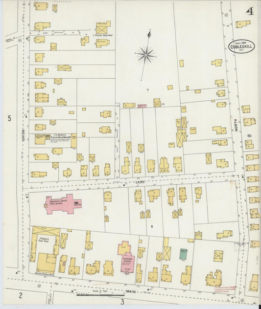 Sanborn Fire Insurance Map from Cobleskill, Schoharie County, New York (1904), Sheet #0004 - Historic Sanborn Fire Insurance Map Print, vintage old map wall art, antique decor, genealogy gift, New York New York map