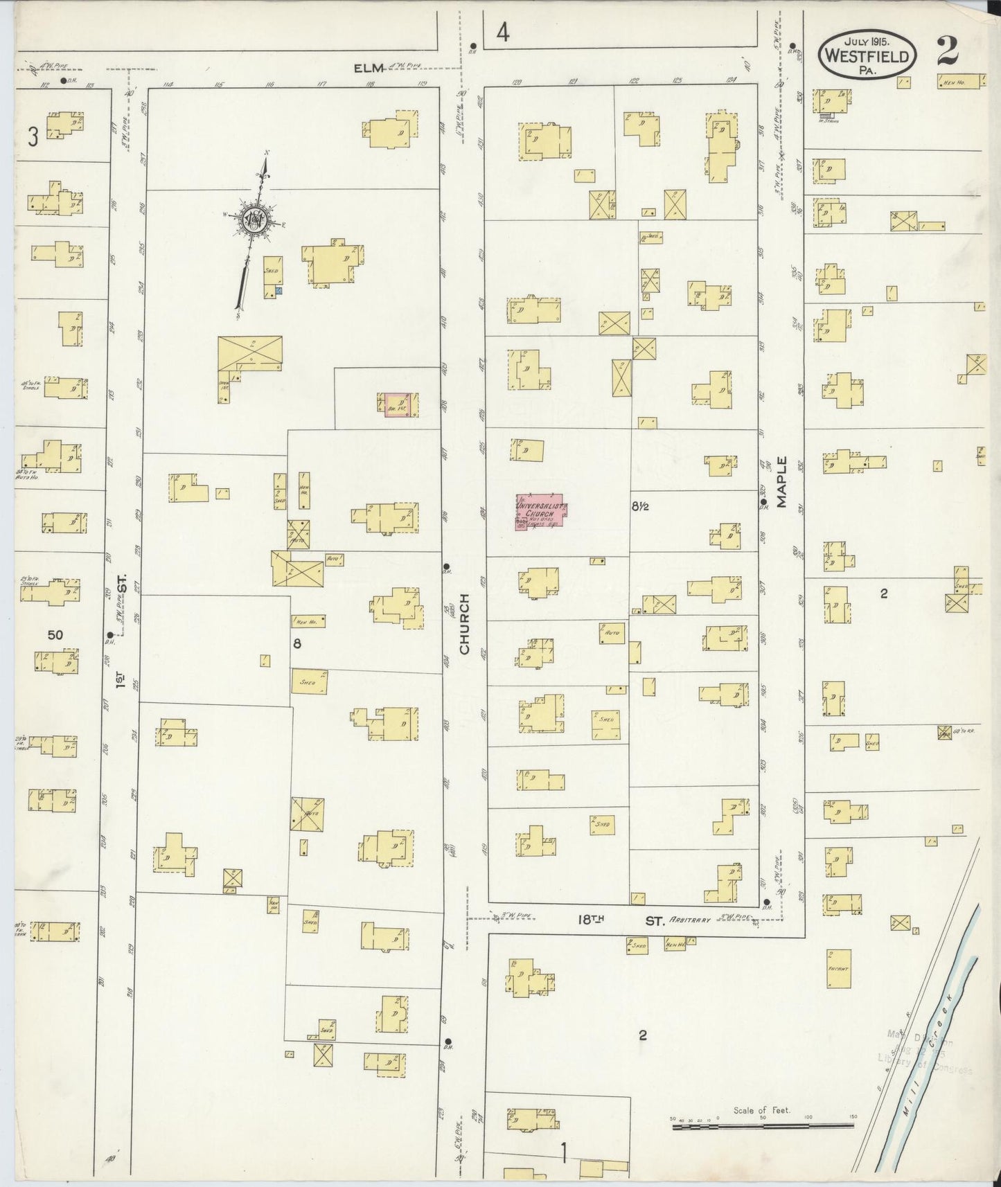 Sanborn Fire Insurance Map from Westfield, Tioga County, Pennsylvania (1915), Sheet #0002 - Complete Map Set gallery image, historic Sanborn map, vintage wall art, Pennsylvania Pennsylvania