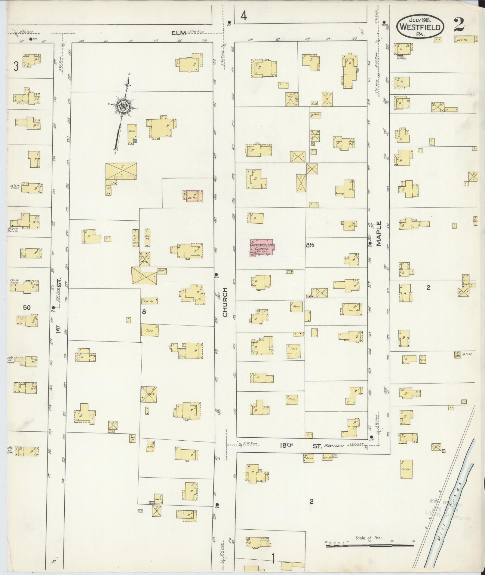 Sanborn Fire Insurance Map from Westfield, Tioga County, Pennsylvania (1915), Sheet #0002 - Complete Map Set gallery image, historic Sanborn map, vintage wall art, Pennsylvania Pennsylvania