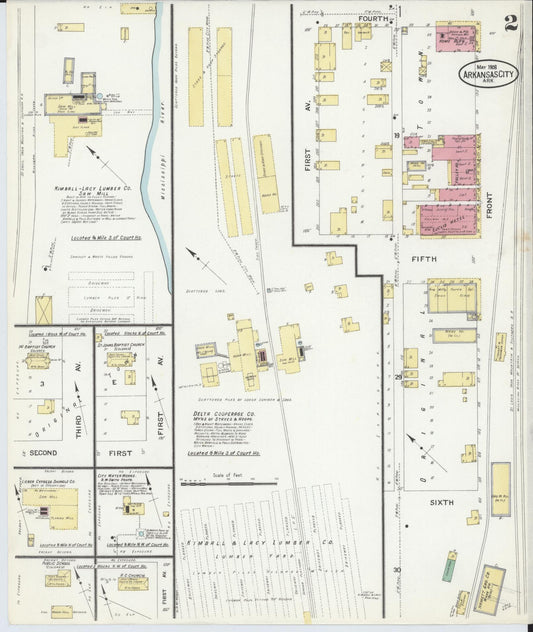 Sanborn Fire Insurance Map from Arkansas City, Desha County, Arkansas (1908), Sheet #0002 - Historic Sanborn Fire Insurance Map Print, vintage old map wall art, antique decor, genealogy gift, Arkansas Arkansas map